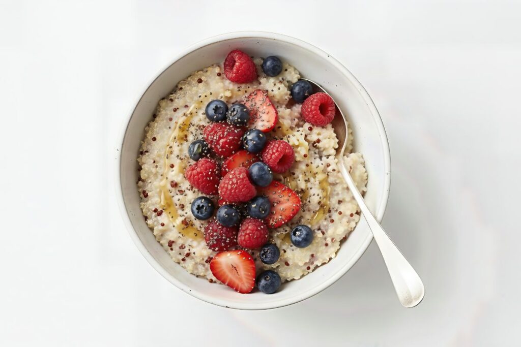 Porridge in Topf bei mittlerer Hitze cremig zubereiten rühren
