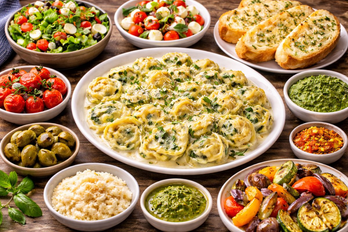 Was passt zu Tortellini mit Spinatfüllung?